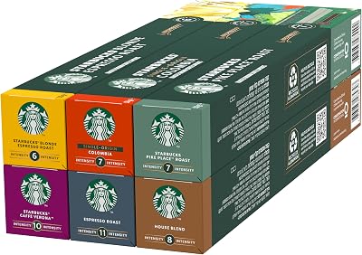 Paquete Variado de Nespresso, Cápsulas de Café de Diferentes Intensidades 6 x 10 (60 Cápsulas) - Exclusivo de Amazon