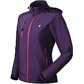 Little Donkey Andy Women’s Softshell Jacket, Ski Snowboarding Jacket with Removable Hood, Fleece Lined and Water Repellent Festival Fuchsia XS
