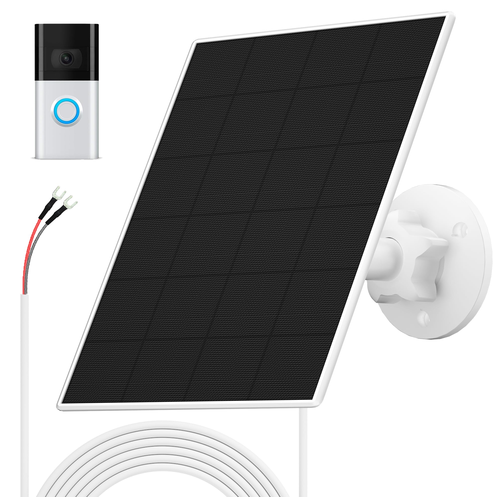 Photo 1 of Solar Panel for Ring Doorbell 1/2/3/3+/4, Video Doorbell, Ring Battery Doorbell, Solar Charger 6W AC 9V Waterproof, Adjustable Panel Mount, 9.8ft Cable