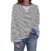 ANRABESS Women Striped Sweatshirts Oversized Crewneck Long Sleeve Shirts Y2K Pullover Top 2025 Fall Outfits Fashion Clothes