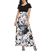 Lacavocor Womens Short Sleeve Maxi Dresses Empire Waist Long Dress