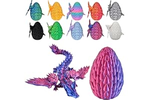 Memogizz 12inch Fly Dragon Egg, Year of The Dragon, 3D Printed Dragon, Executive Desk Toys, Articulated Dragon, Fidget Toys Gifts for Easter Christmas Graduates Students Teachers Adults (Purple&Red)