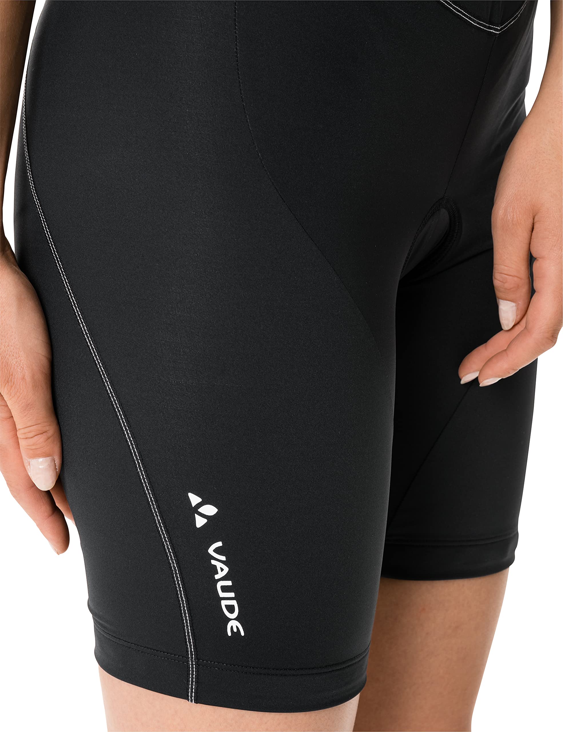 VAUDE Women's Active Pants, Funktionelle Radhose, atmungsaktiv, elastisch, schnelltrocknend, Funktionelles Sitzpolster, Passform: Slim fit, Black Uni, 40 5
