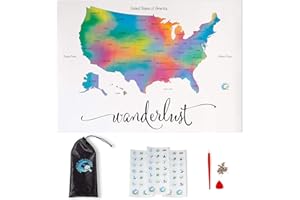 Scratch Off Map of The United States | Deluxe Watercolor Wanderlust Edition | Large Size 24"x 17" | Easy to Frame | Beautiful Wall Art | Perfect Travel Gift | Includes Scratch Off Tools