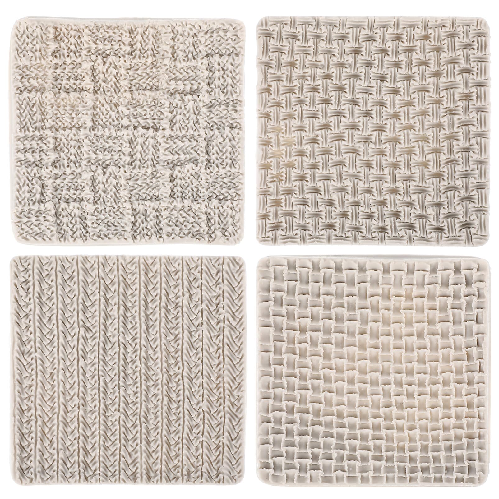 DOITOOL Cake Mold Tools Baking 4PCS Weave Knitting Silicone Moulds Crochet Texture Embossed Design Cake Candy Chocolate Fondant Soap Moulds Kitchen Baking Tools Accessories (Grey)