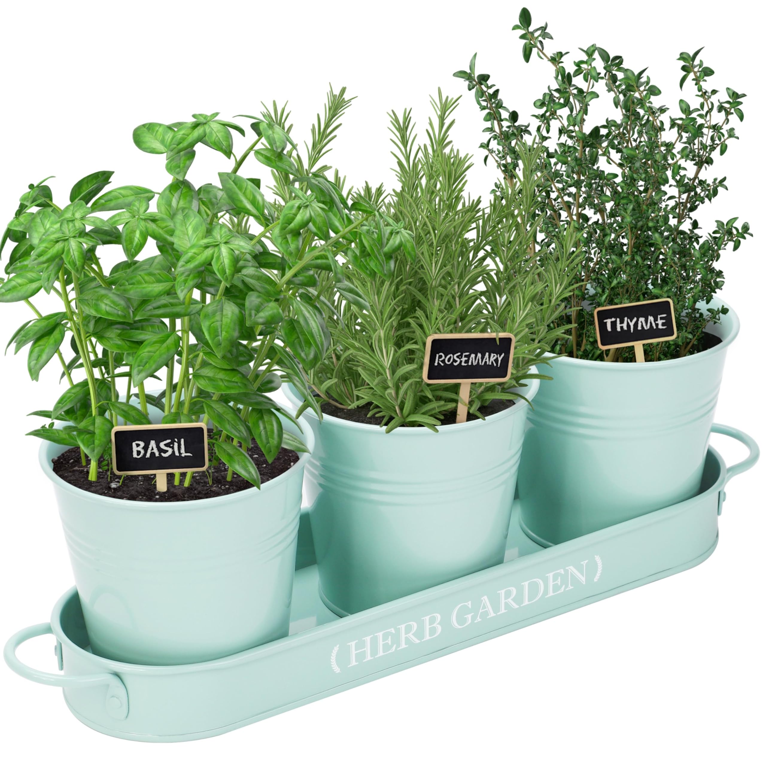 Photo 1 of PERFNIQUE Indoor Herb Garden, Herb Planter for Indoor/Outdoor, Farmhouse Plant Pots, Windowsill Herb Garden with Tray(Planter only) Window Pots