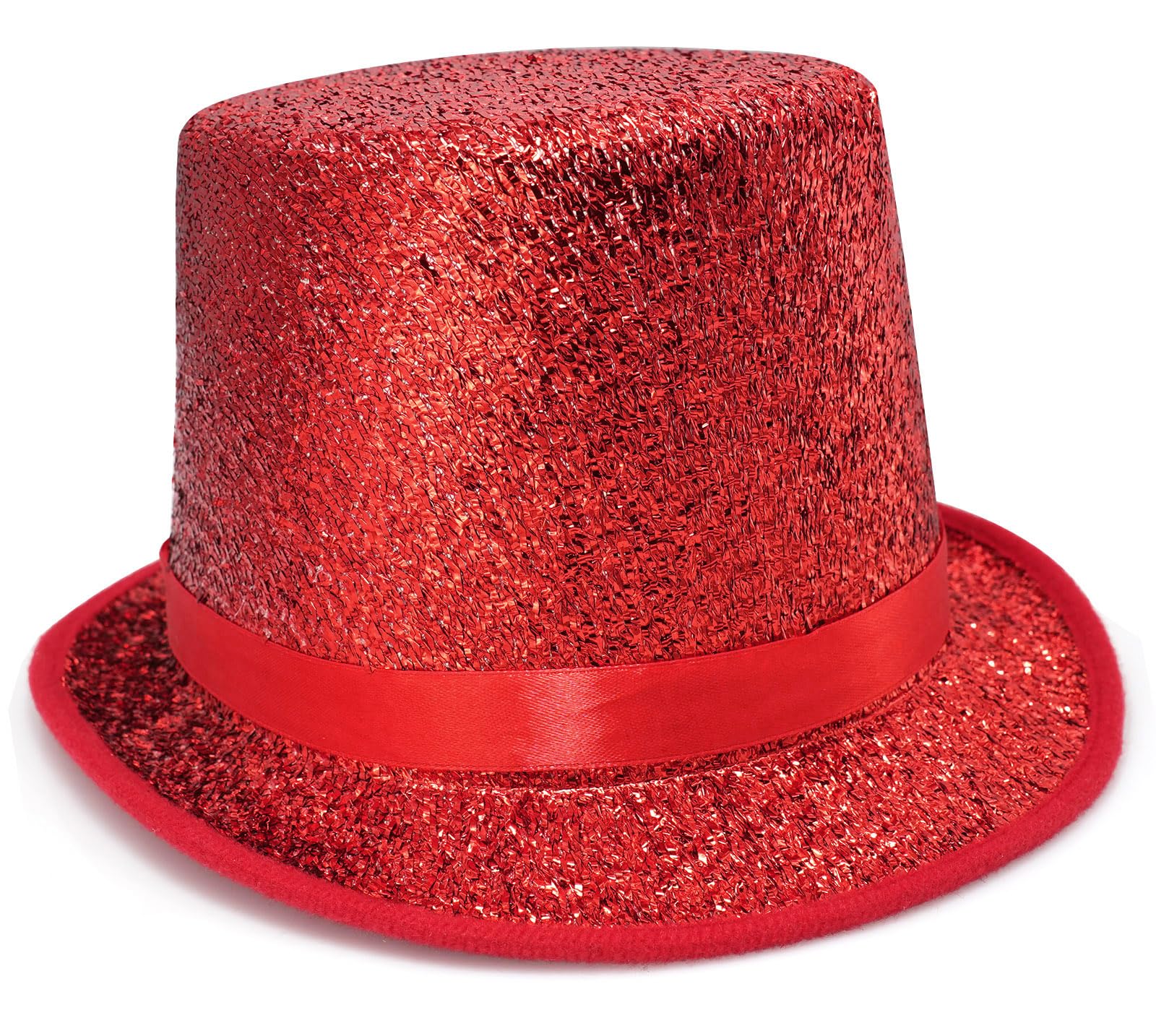 MESU Kids Top Hat Child Dress Up Hats Shiny Tuxedo Hat Red
