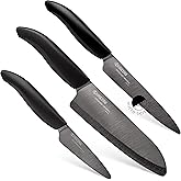 Kyocera Revolution 3pc ceramic knife set, 6", 5" and 3", Black