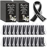 Unittype 60 Set Funeral Ribbon Pins Awareness Lapel Pin Remembrance Ribbon Brooch with Prayer Cards Organza Bags