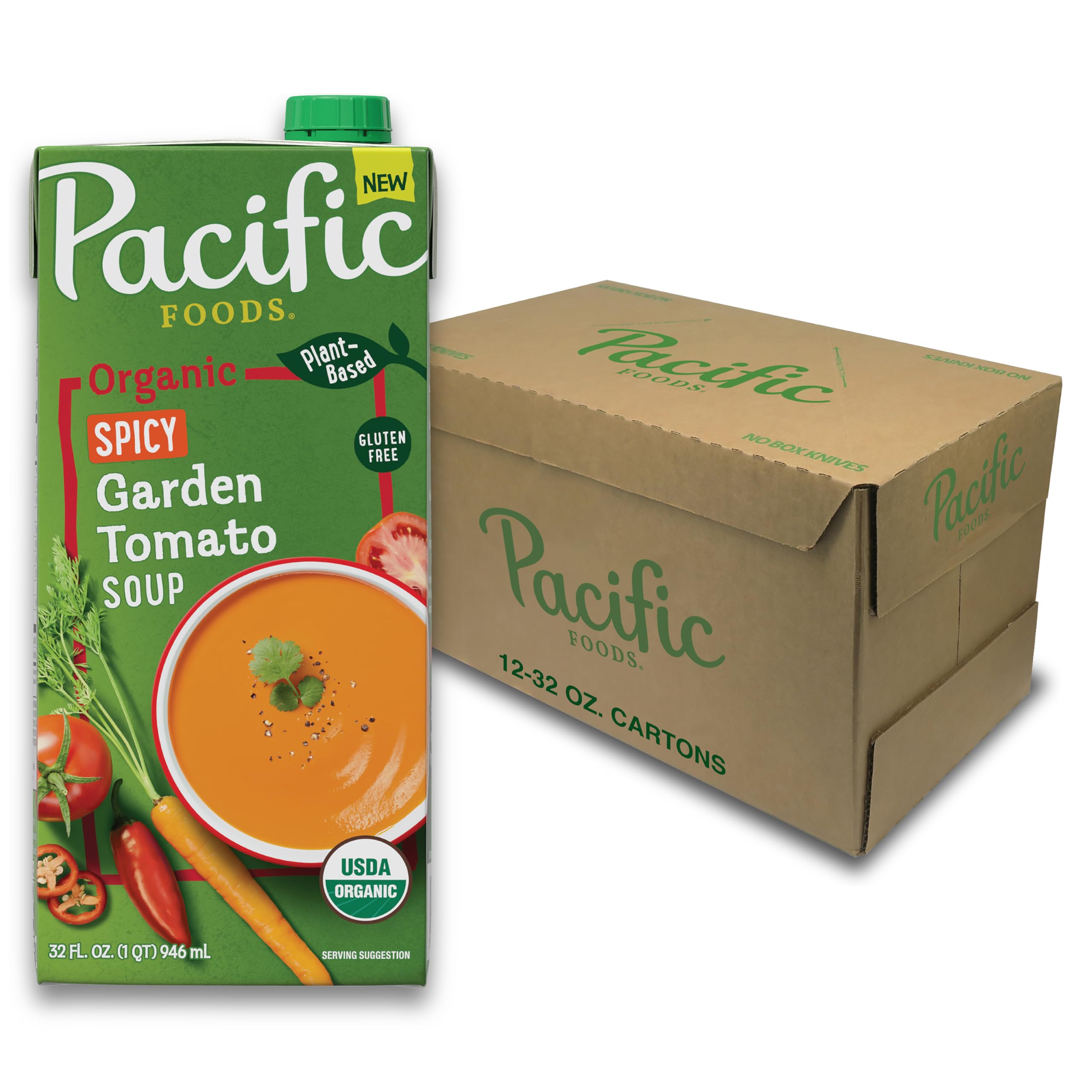 Pacific Foods Organic Spicy Garden Tomato Soup, 32 oz Carton (12 Pack) Image