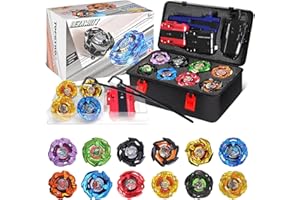 DEZAWRTY Gyro X Battling Blade Set, 12 Spinning Tops, 3 Launchers and 1 Grip with Storage Box, Kids Toys Birthday Gift Ideal for 6+ Years Old Boys