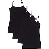 4 Pack: Active Basic Cami Tanks in Many Colors -Small -3XL (XXX-Large, Black/Black/Black/Black)