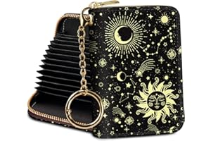 Yonlevres Credit Card Holder RFID Wallet, Small Card Holder Wallet for Women with Keychain Zipper, Funny Leather Print Credit Card Wallets Accordion Gift