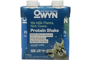 OWYN ONLY WHAT YOU NEED OWYN 100% Vegan Plant-Based Protein Shakes | Smooth Vanilla, 11.15 Fl Oz (Pack of 4) | Dairy-Free, Gluten-Free, Soy-Free, Tree Nut-Free, Egg-Free, Allergy-Free, Vegetarian