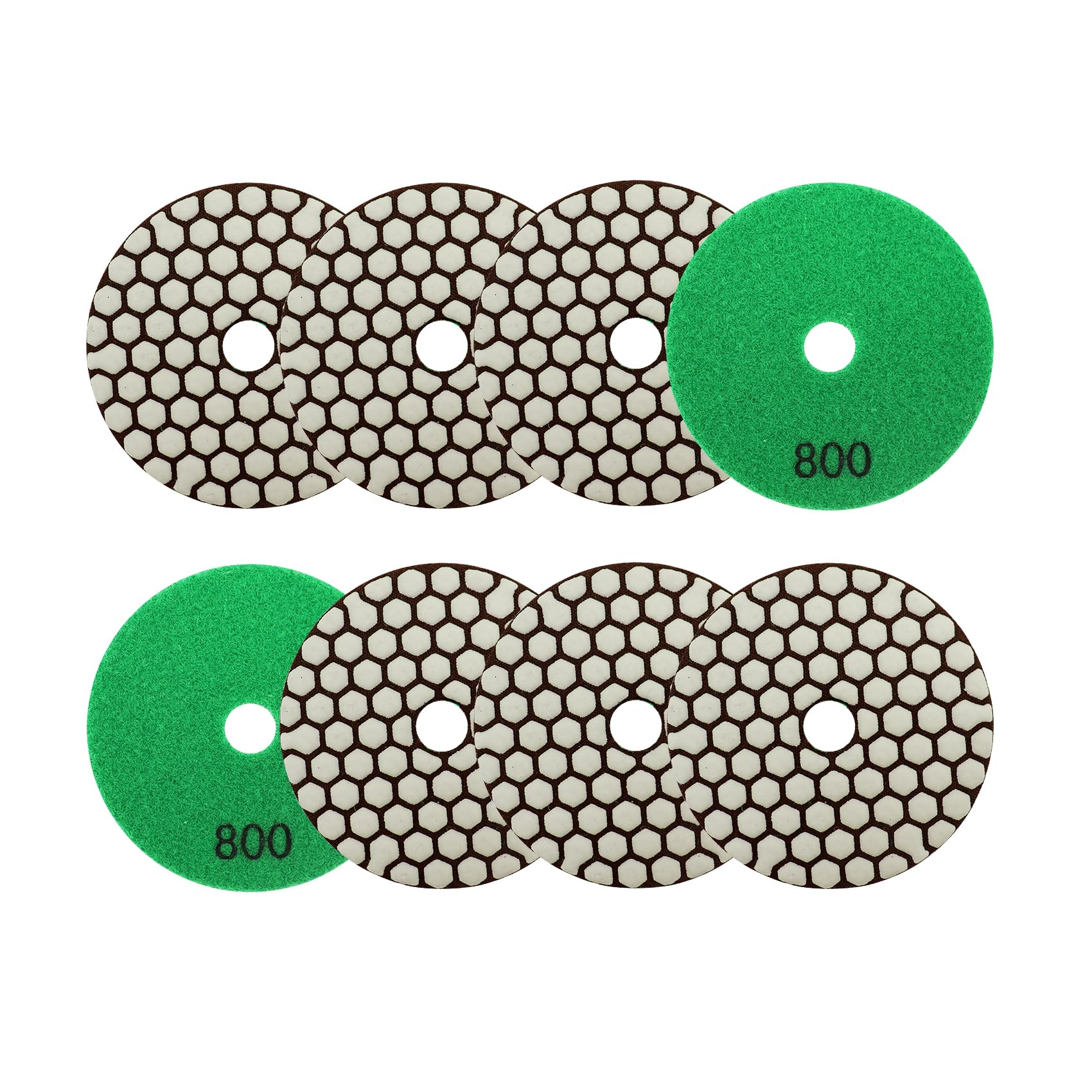 Dry Diamond Polishing Pads 4"/100mm - 8pcs Grit 800 Polish Pad Kit for Granite Marble Artificial Stone Quartz for Angle Grinder SANLEETEK