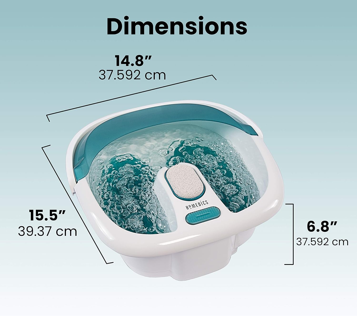 HoMedics Bubble Spa Elite Footbath, 2-in-1 removable pedicure center, Toe-touch control, Easy tote handle no-splash, FB-450H: Health & Personal Care