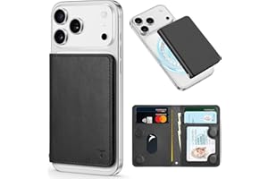 TUCCH Magnetic Wallet with 6 Card Holders, RFID Blocking [Clear ID Window] PU Leather Men Women Folio Magnetic Phone Wallet f