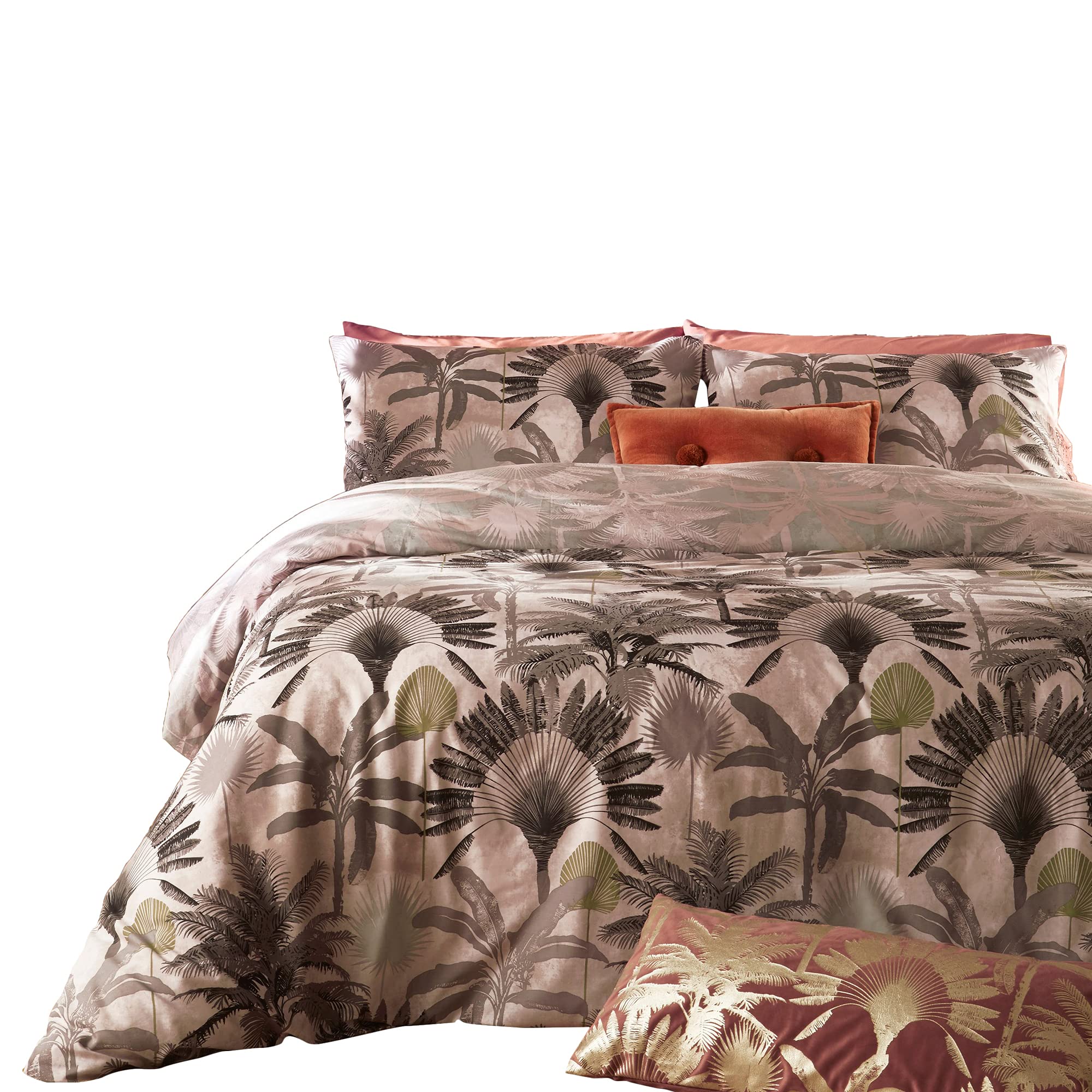 furn. Malaysian Palm Duvet Cover and Pillowcase Set, Dusky Blush, Single