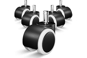 Miecux Set of 6 Office Chair Caster Wheels Replacement, Heavy Duty Caster Support for Hardwood Floors and Carpet, Mute Rotati