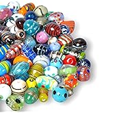 Craft Attic 1 LB Bag of Assorted Glass Beads for Jewelry Making, Lampwork Murano Bead Mix for Bracelets and Necklaces, Crafting Beads Supplies Kit, Large & Small Beads (Assorted 200)