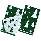 Tudomro 2 Pcs Christmas Hand Towels Christmas Green Tree Bathroom Winter Decorative Towels 100% Cotton Thick Jacquard Weave Bath Decor Holiday Bathroom Decor for Kitchen Xmas Gifts