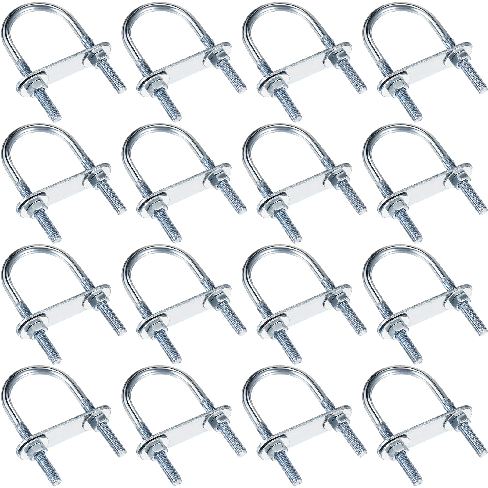 Photo 1 of Therwen 16 Sets Round U Bolts Zinc Plated Steel Round Bend U Clamp with Nut Plate Washer (M6 x 34 mm X 75mm)