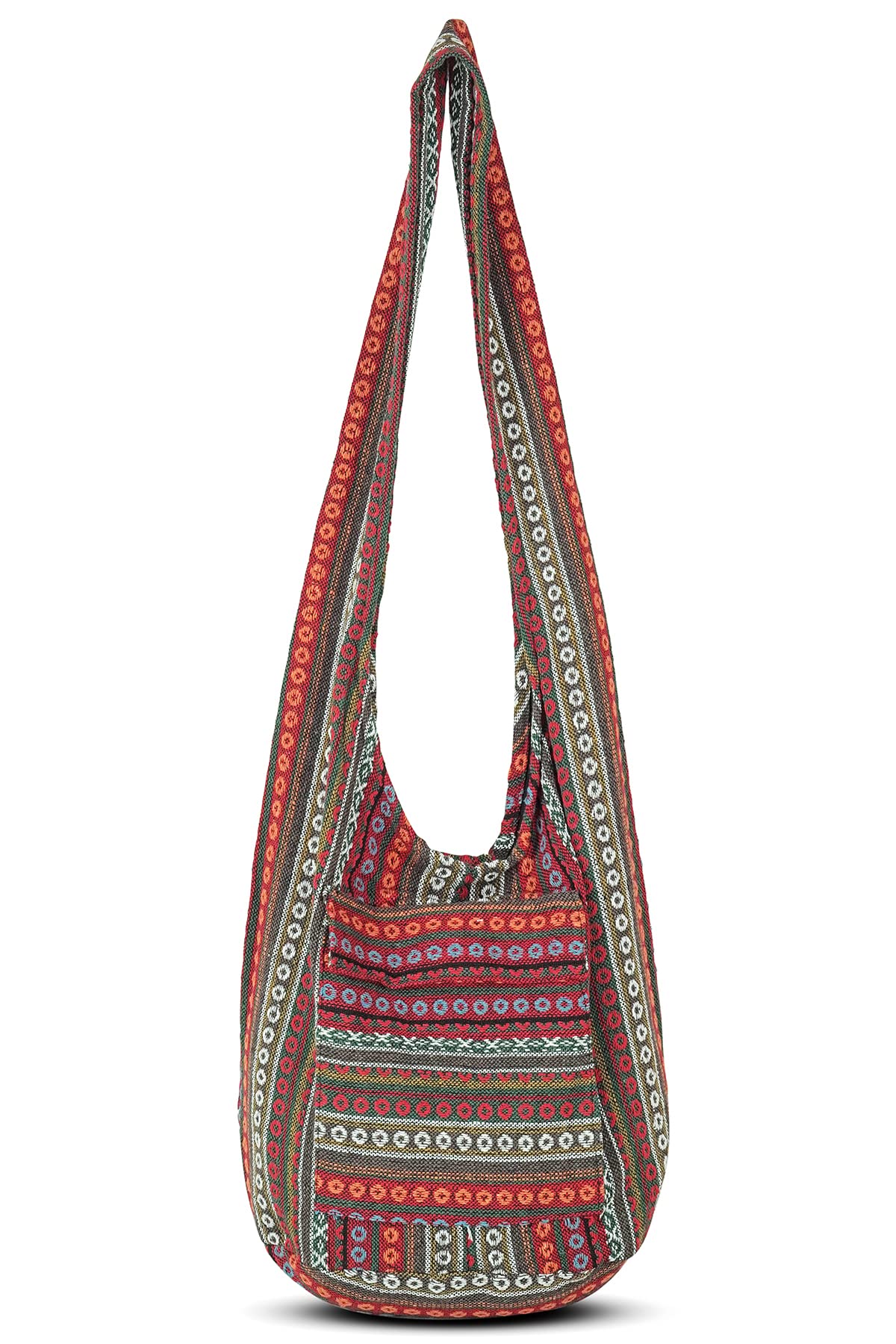 YOUR COZY Boho Crossbody Bag for Women – Handmade Cotton Sling Bag Lightweight Unisex Travel Purse with Zipper (Tribe_14)