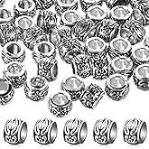 100 PCS Silver Spacer Beads, Large Hole Spacer Beads with Retro Pattern, Round Bead for Bracelet, Necklace, DIY Craft, Jewelry Making Supplies, Aperture 4mm/0.16in