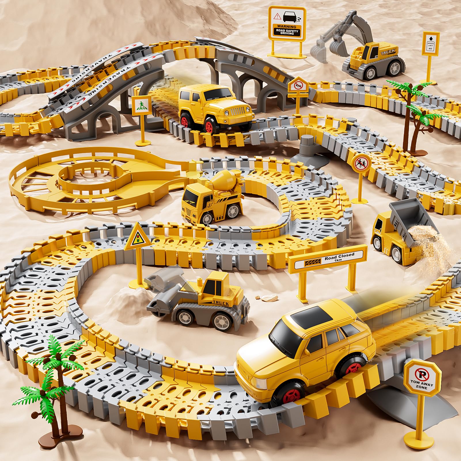 iHaHa Toddler Boy Toys 236 PCS Race Tracks Toys Gifts for 3 4 5 Year Old Boys Kids, 6 PCS Construction Car Toys Gifts for 2 3 4 5 Year Old Boys, Christmas Birthday Gifts Toys for 3 4 5 Year Old Boys