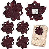 LiBongTa 4.5" Burgundy Gift Bows Self Adhesive Ribbon Bows for Gift Wrapping, Dark Red Valentines Ribbon Bow, Valentines Package Bow, Velvet Gift Bow for Present, Treat Bags, Party Decor-6 Counts