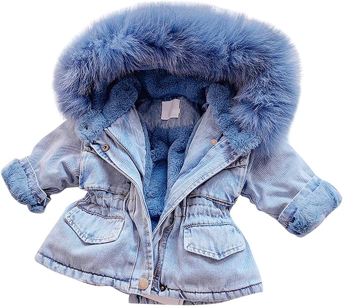 girls fur lined denim jacket
