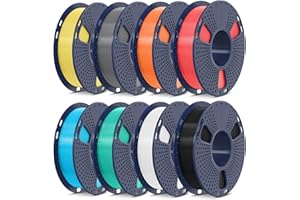 SUNLU 3D Printer Filament Pack, 0.25kg Each Spool, Total 2kg, Mini Spool, PLA+ Filament 1.75mm, 8 Packs, Black+ White+ Grey+ Mint Green+ Sky Blue+ Cherry Red+ Sunshine Orange+ Lemon Yellow