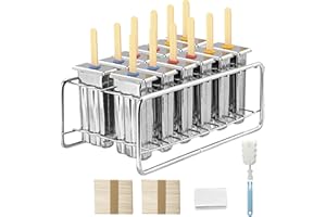 TOCCOOL 12 Pack Stainless Steel Popsicle Molds, Homemade Ice Lolly Molds with Holder, Reusable Flat Head Fast Freezing Ice Tr