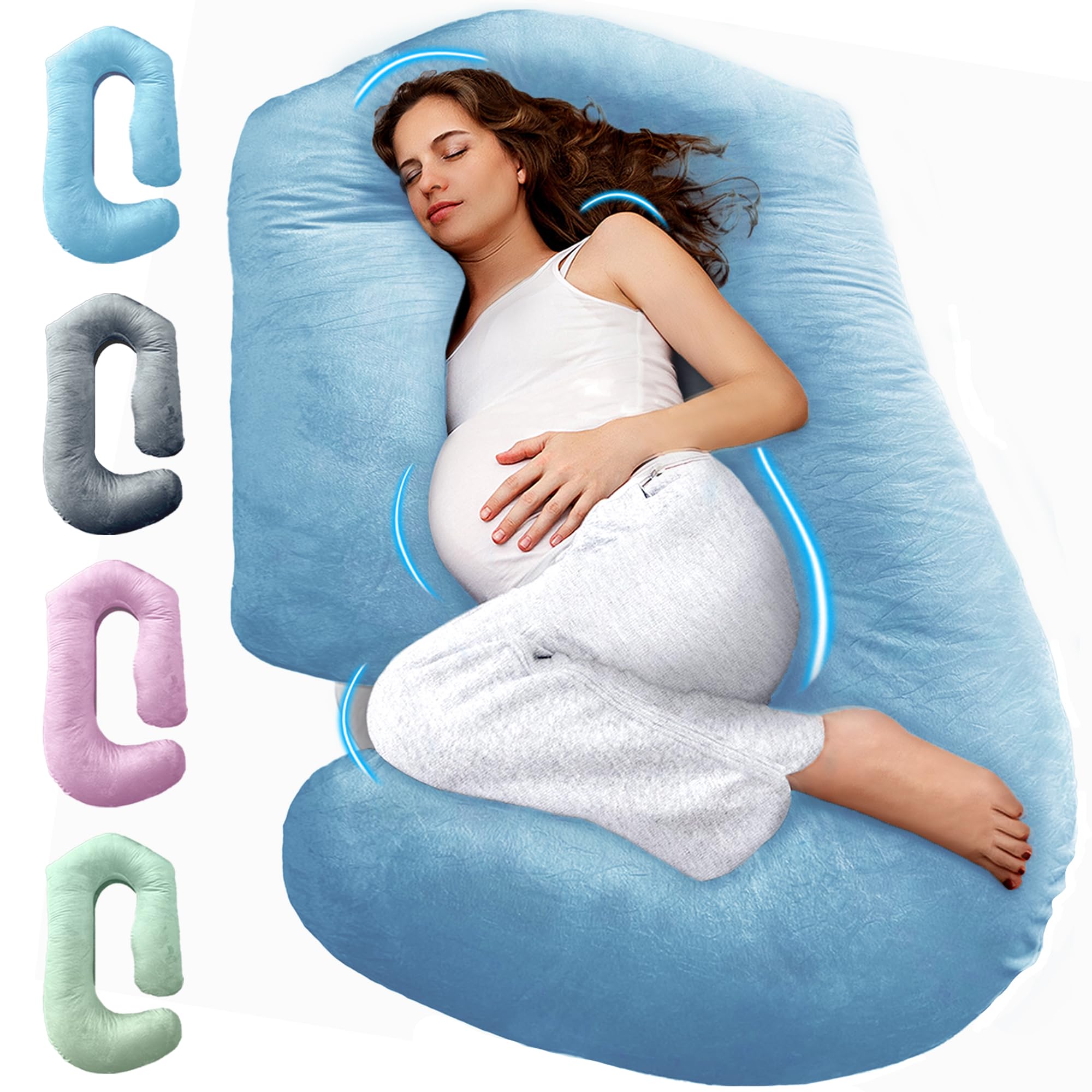 Photo 1 of PILLANI Pregnancy Pillows for Sleeping - V C U Shaped 57inch Full Body Pillow with Removable Washable Cover, Cooling Maternity Pillow for Pregnant Women, Support for Back Belly Legs Hip