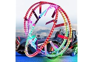 OTOMO 15.5" 2-Row 3-Wheel Motorcycle Chasings Wheel Ring Light APP&IR, 432-LED Chaser Neon Rim Light with Turn & Braking Signal (Rotor Brake Dia≤14", 18"≤Rim Inner Edge Dia≤20")