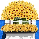 10 Bunches Sunflowers Artificial Flowers,Fake Mums Fall Daisy Plants for Outdoor Indoor Decoration,UV Resistant Faux Plastic Fabric Greenery Plants Home Wedding DIY Garden Spring Summer Decor