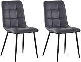 mcc direct Set of 2 Faux Matte Suede Dining Chairs Dark Grey with Metal Legs view 2