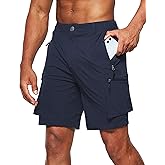Pudolla Men's Hiking Cargo Shorts Quick Dry Outdoor Travel Shorts for Men with Multi Pocket for Fishing Camping Casual