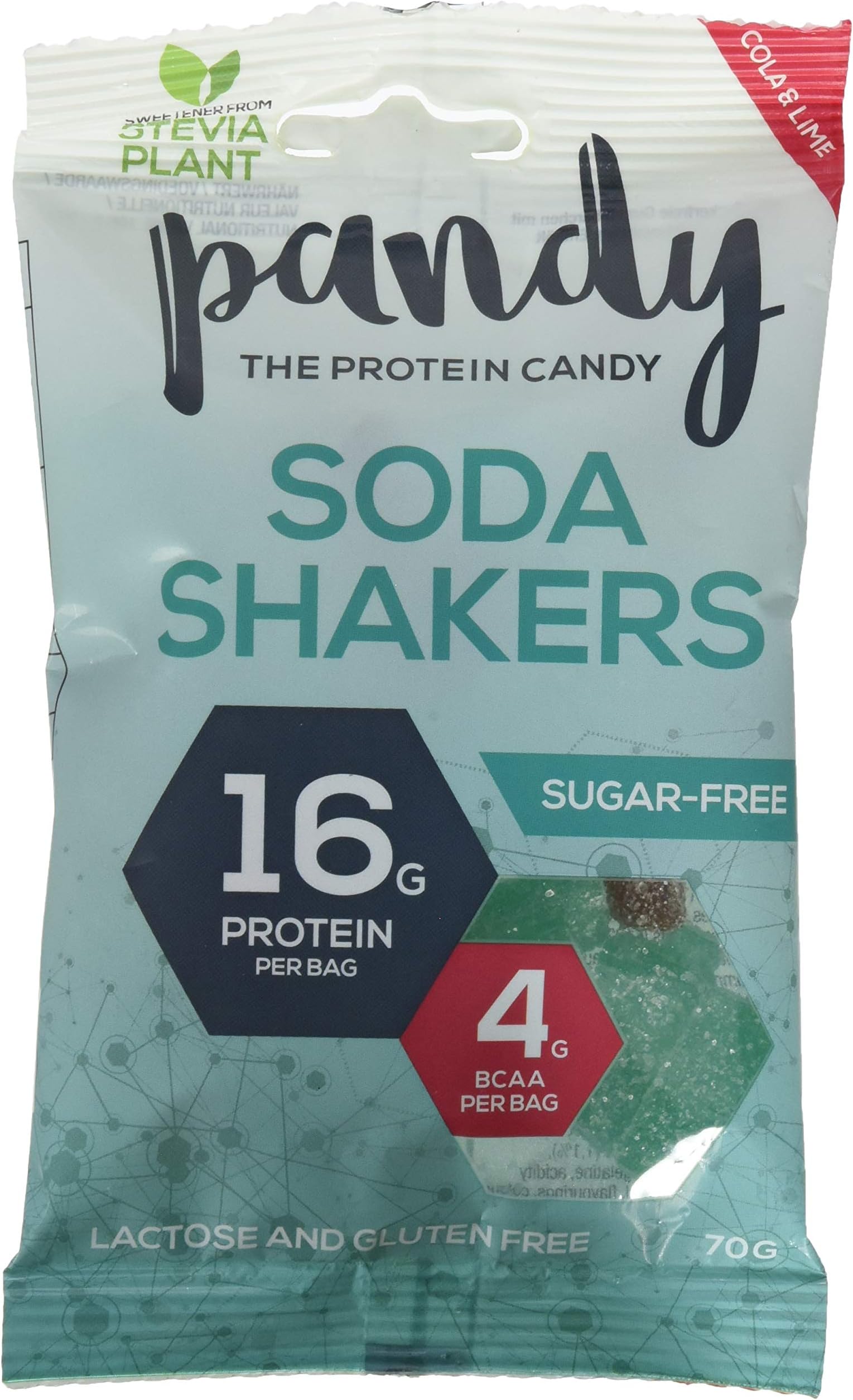 Pandy Protein Shakers since Lime & Cola Candy 4G BCAA's 16G Protein Sugar Free Sheets Oäure (12x70g) (Soda)