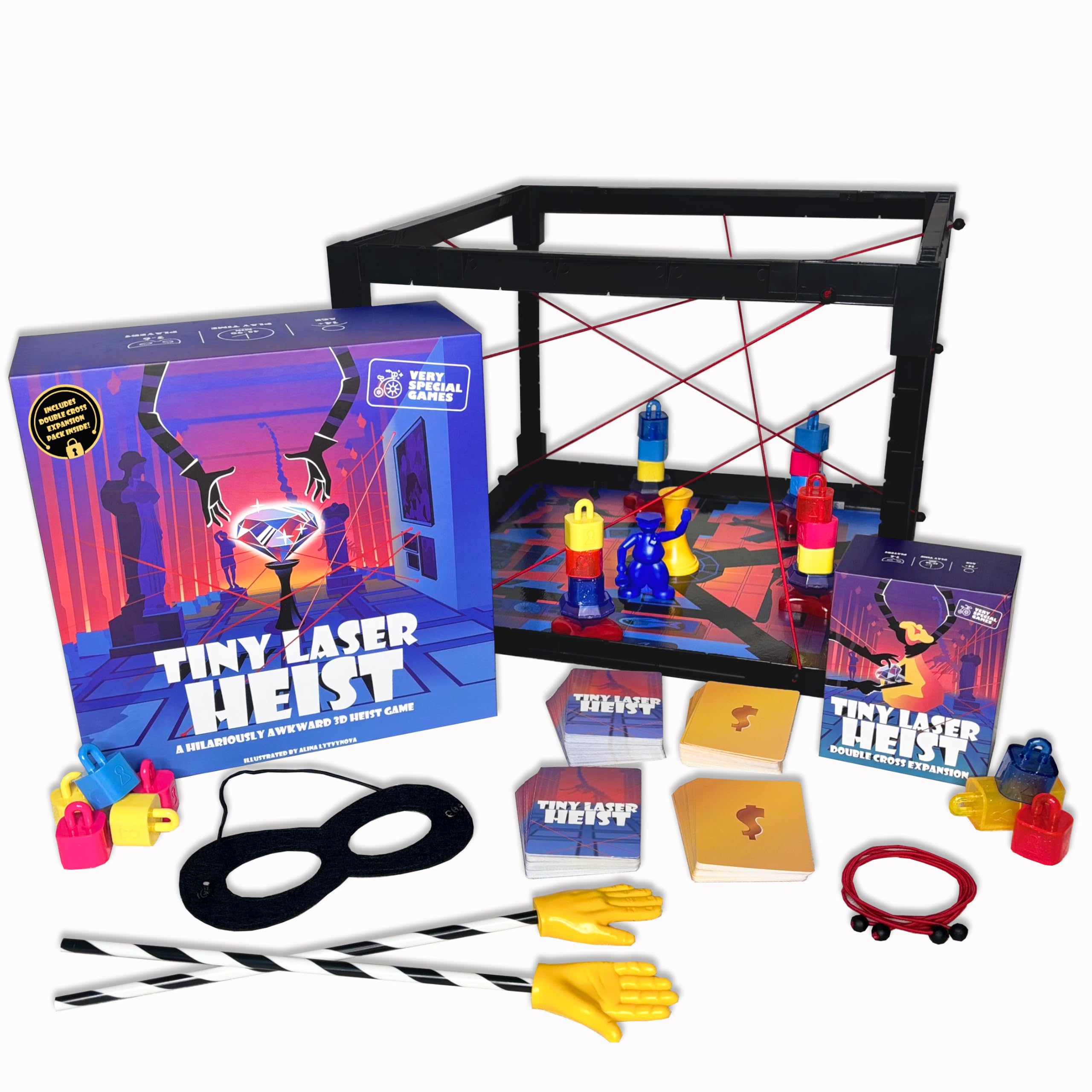 Tiny Laser Heist - A Hilariously Awkward 3D Heist Game, Base + Expansion Pack, 3+ Players, Every Round is a Mini Escape Room