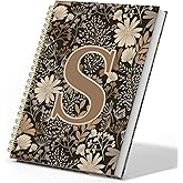 DSHFG Initial S Personalized Journal Notebook, Boho Floral Journaling Notebooks for Women Girls, Costom Monogrammed Gifts for Women Mom Girls Friends, Letter Spiral Notebook, 5.5x8.3
