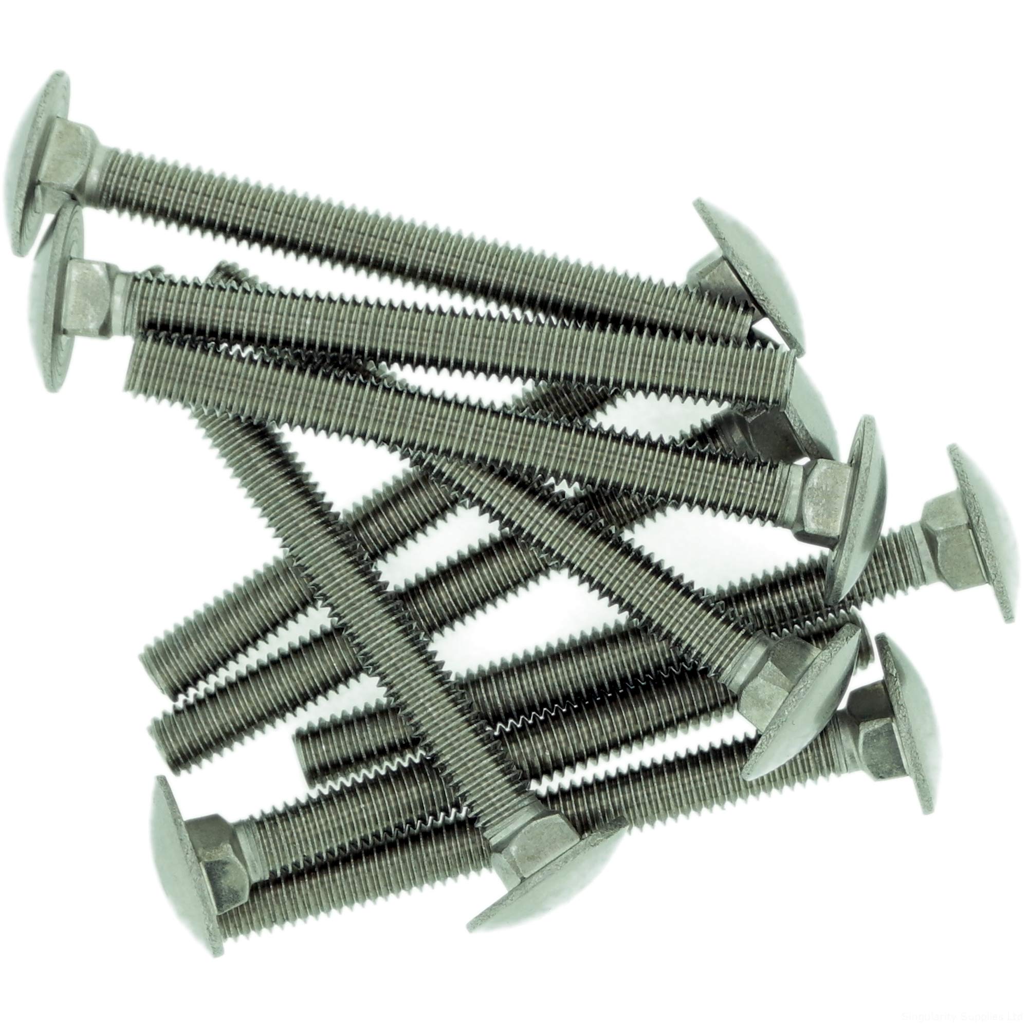 M10 (10mm x 20mm) Cup Square Carriage Bolt (Fully Threaded) - Stainless Steel (A2) (Pack of 10)