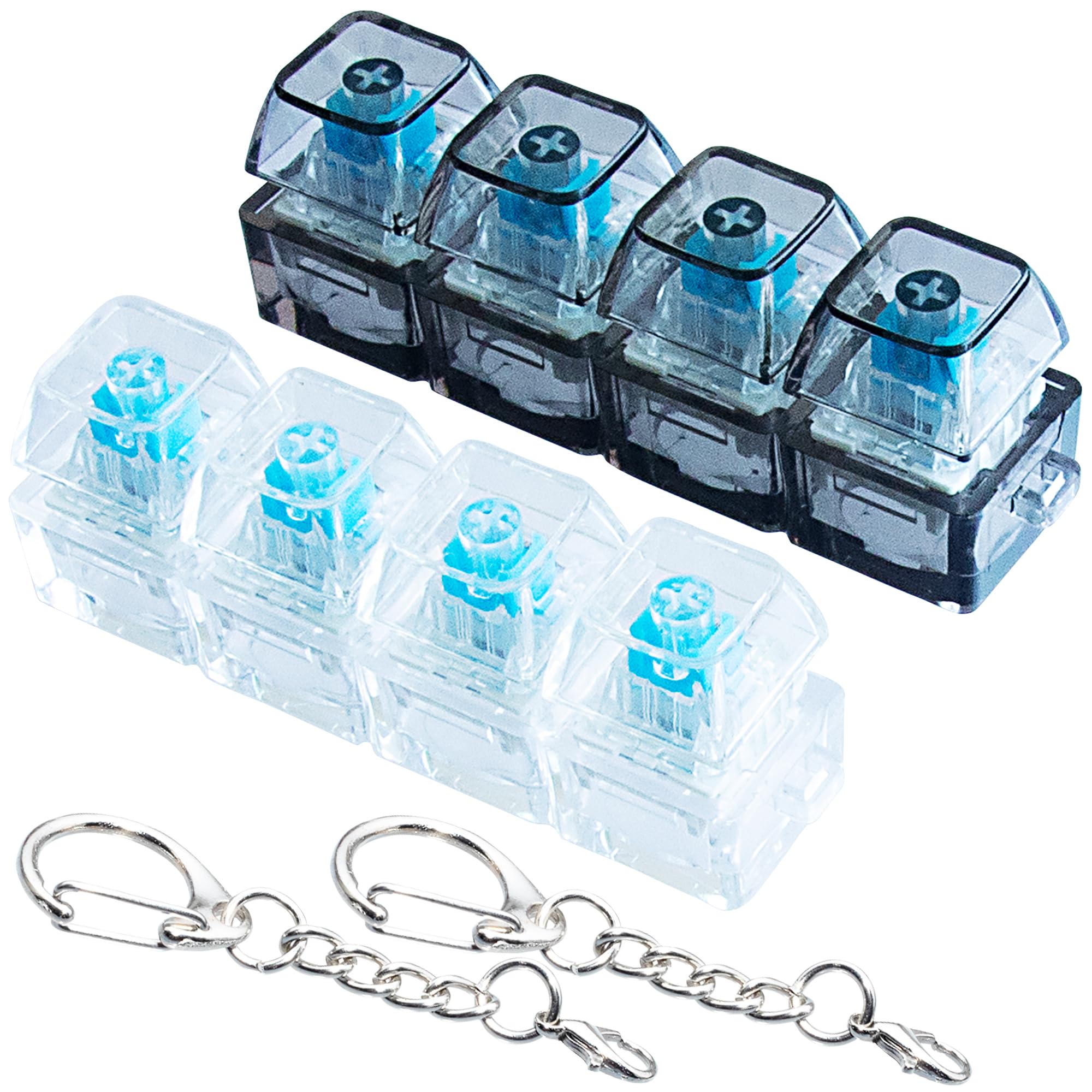 Photo 1 of 2 PCS Keyboard Fidget Toy, Keyboard Fidget Keychain 4-in-1 Keyboard Decompression Button Finger Clicker Toys, Button Stress Relief Fidget Gifts to Relief Stress (Clear Black)