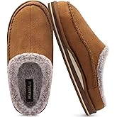 KuaiLu Mens Clog Slippers with Arch Support Suede Faux Fur Memory Foam Warm House Shoes Comfortable Slip-on Mans Bedroom Indoor Outdoor Slippers Rubber Sole