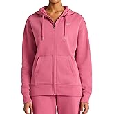 Reebok womens Rhinestone Full-zip Hoodie, Standard Fit, Midweight Cotton-poly Fabric