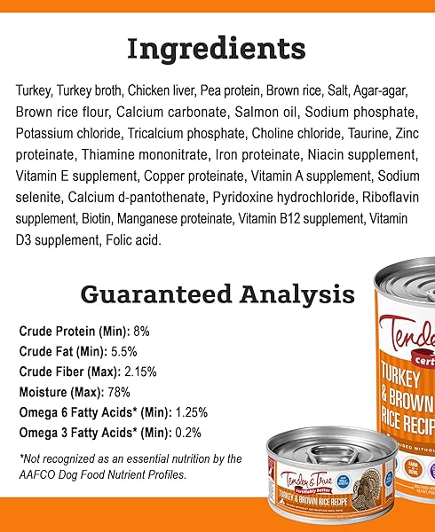 TENDER AND TRUE PET FOOD, DOG FOOD CAN ABF WET TURKEY BROWN RICE, 13.2 OUNCE