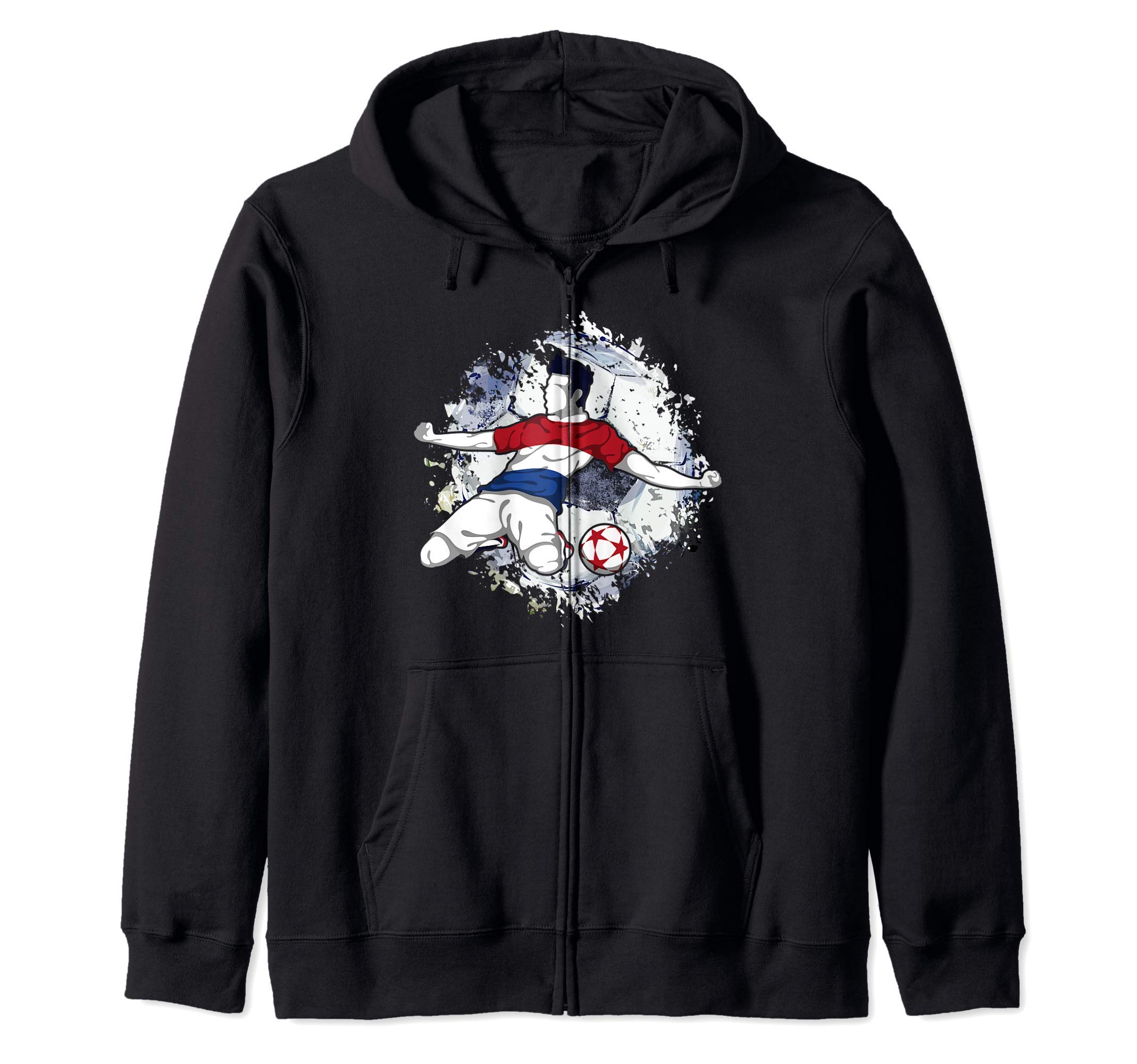 Netherlands Soccer Dutch National Flag Football Striker Art Zip Hoodie