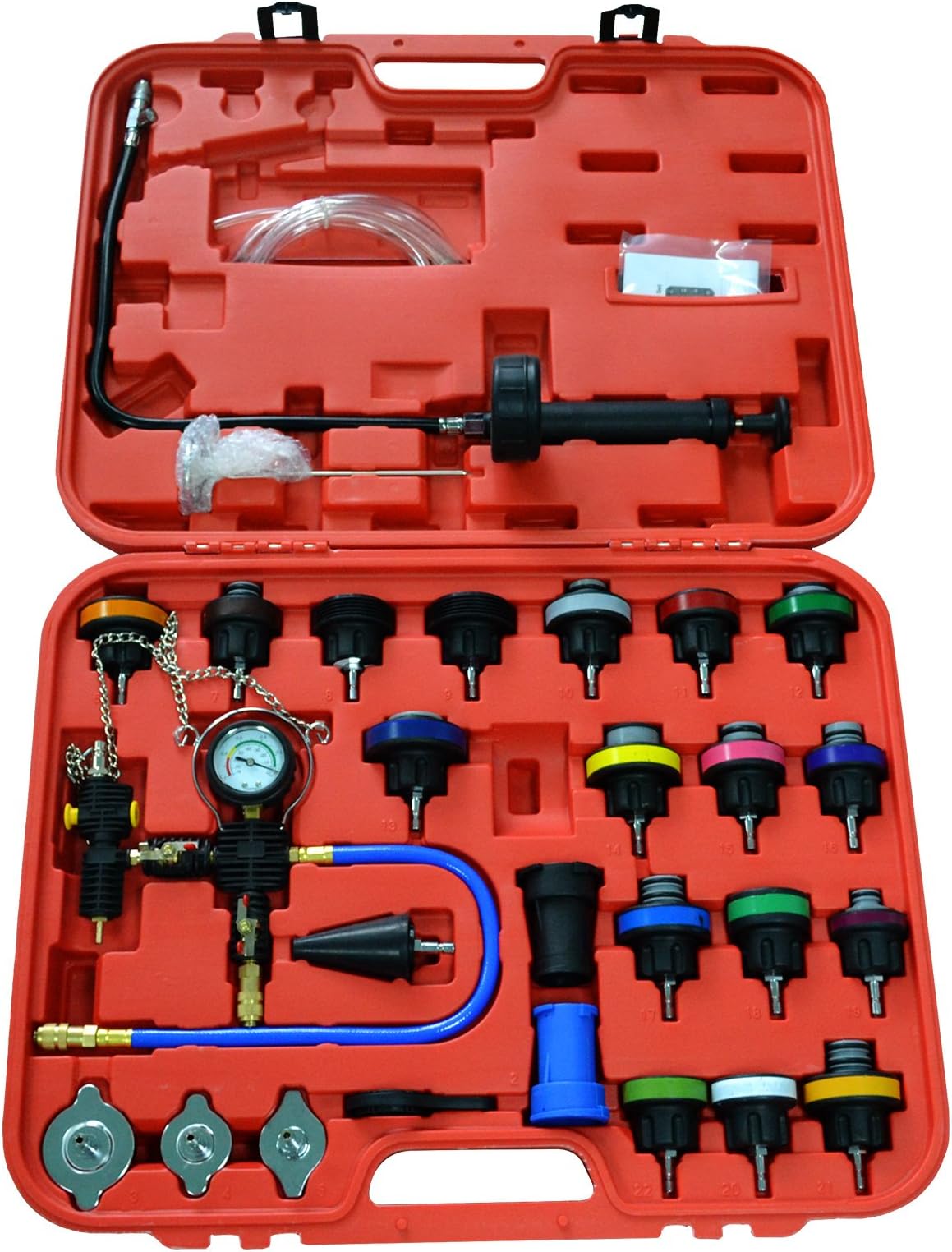 Solarnovo 27 Pieces. Radiator Pressure Tester COOLING SYSTEM PRESSURE TEST TESTER TOOL Practical