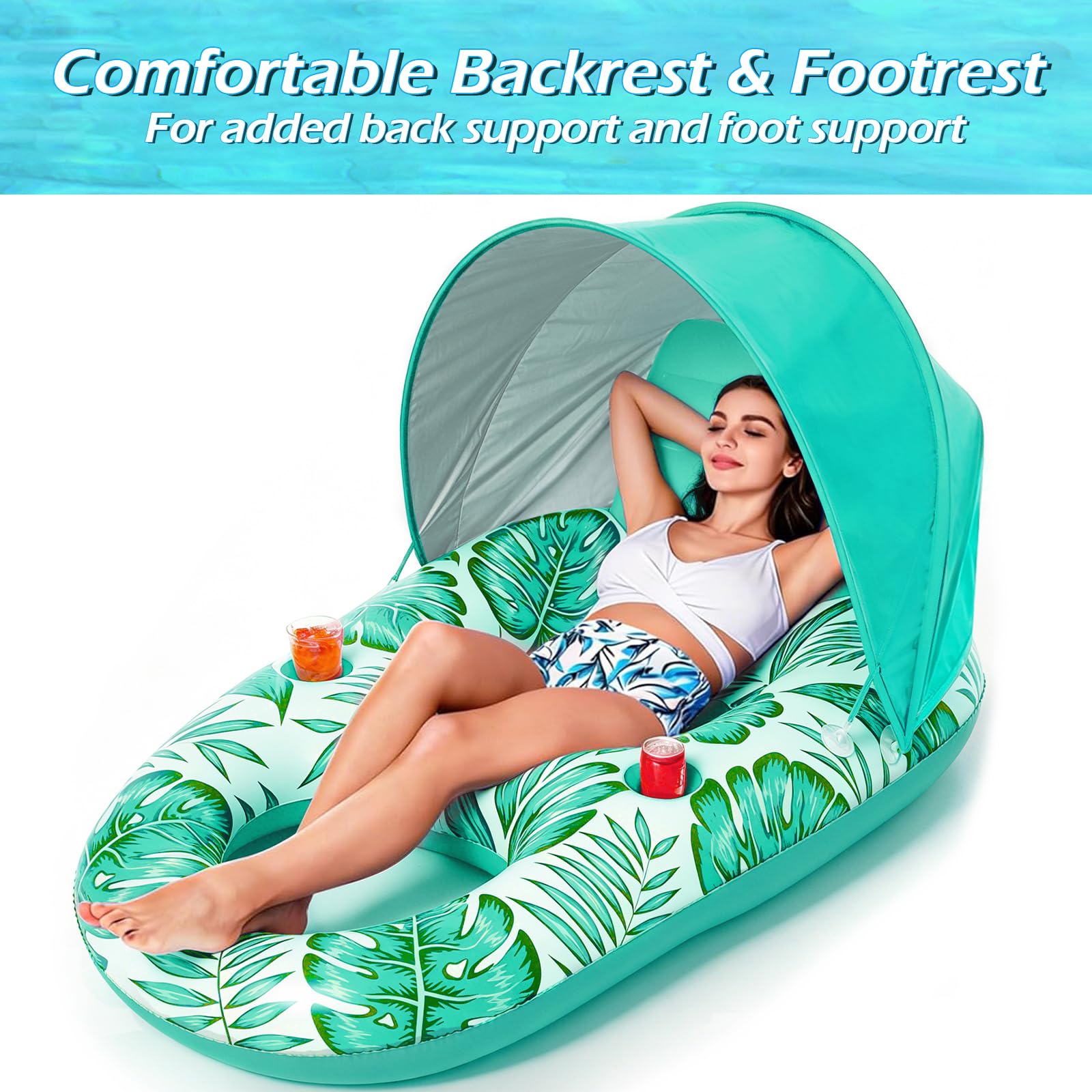 Condition photo showing New/Like New for jasonwell pool float with canopy - inflatable pool floaties adult lounger floats raft floating chair