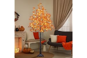 SPIRIT STAR CHRISTMAS CENTER Lighted Maple Tree 6FT 120 LED Artificial Fall Tree for Decoration Inside and Outside Home Patio Wedding Autumn Festival Christmas Decor Warm White